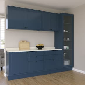 Cozinha Compacta 5 Peças 6 Portas 6 Gavetas Sevilha Azul/Cinza
