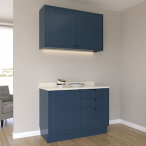 Cozinha Compacta 2 Peças 3 Portas 3 Gavetas Sevilha Azul Órion/Cinza