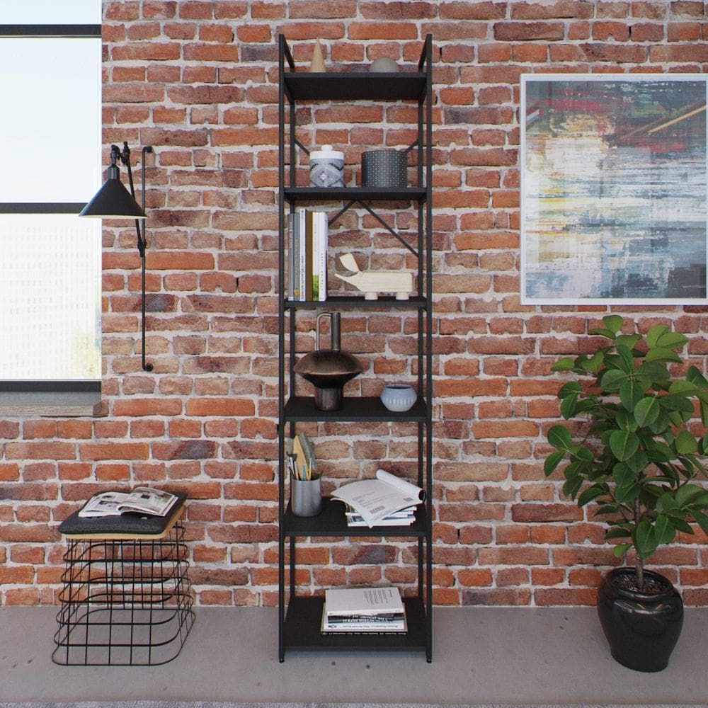 Estante Alta com 6 Prateleiras 185x45x33cm Yon Preto