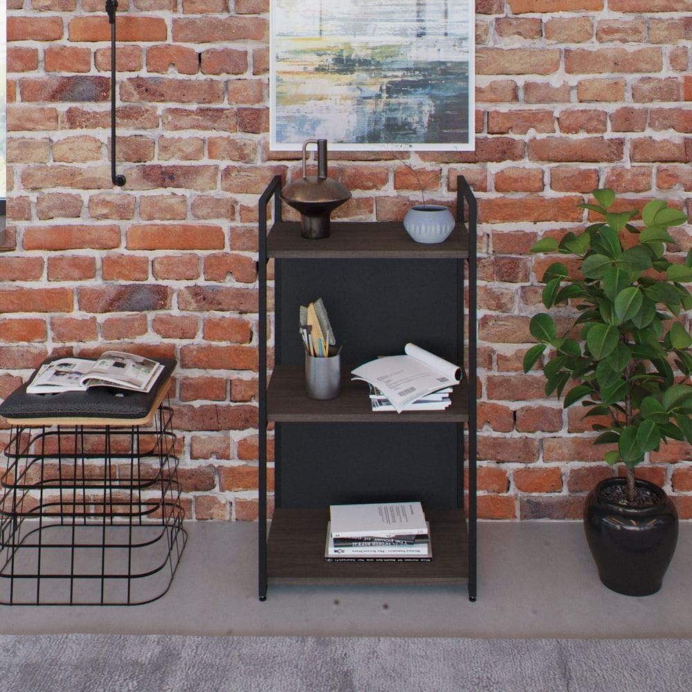 Estante com 3 Prateleiras 84x45x33cm com Fundo Yon Terracota/Preto