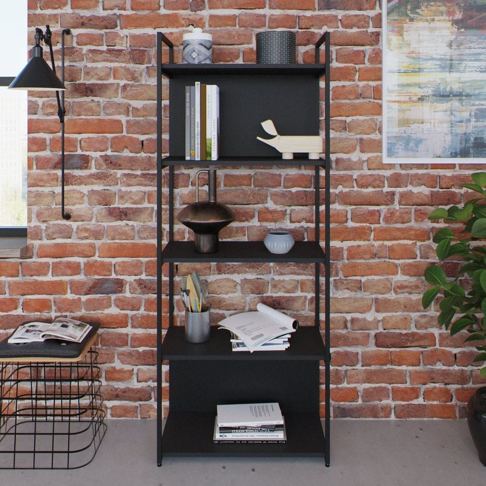 Estante com 5 Prateleiras 152x60x33cm com Fundo Yon Preto