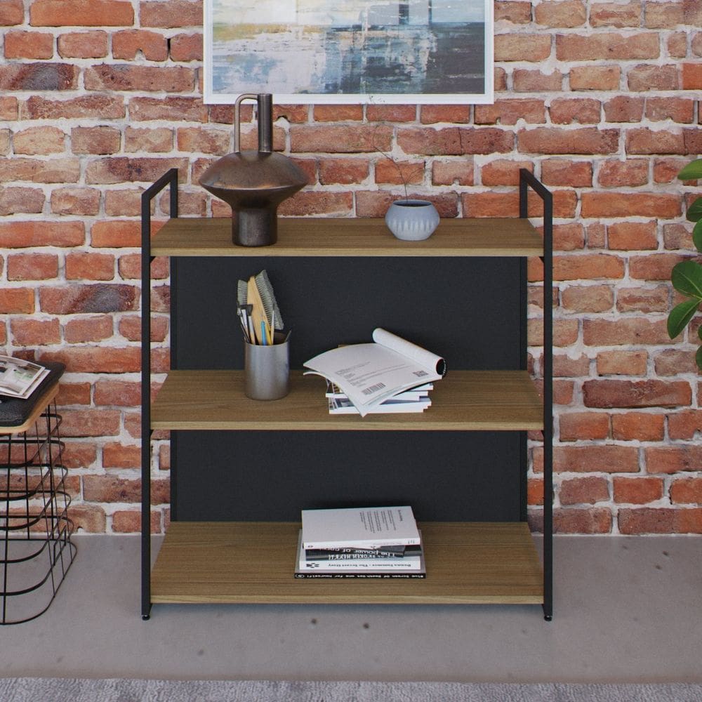 Estante com 3 Prateleiras 84x80x33cm com Fundo Yon Vermont/Preto