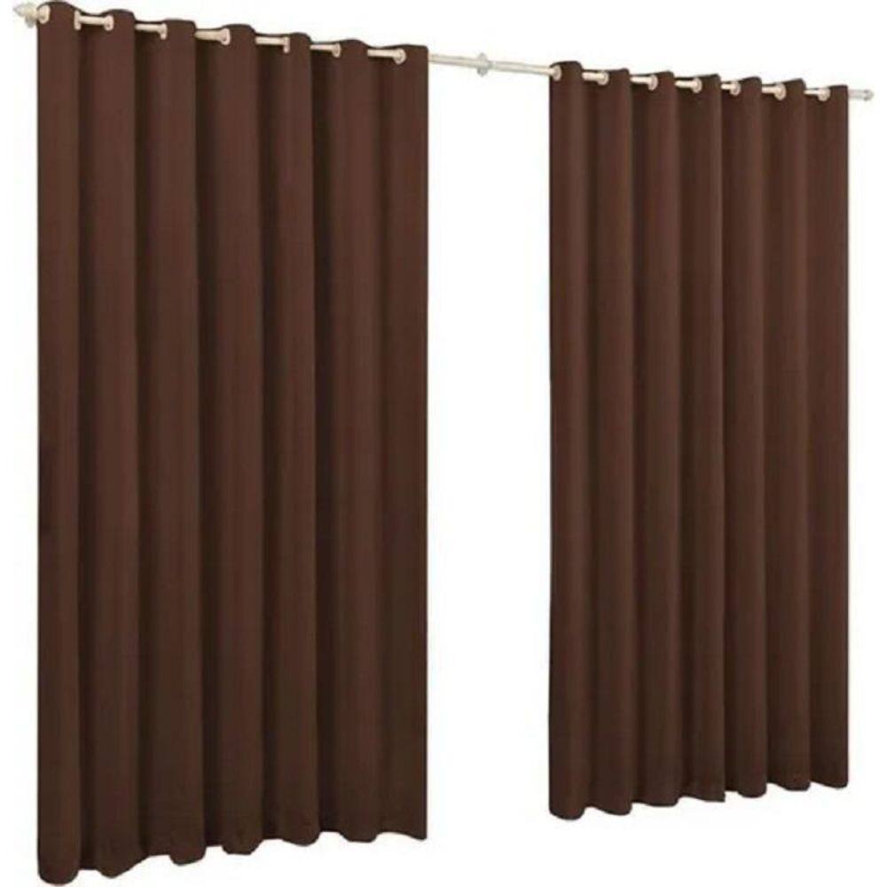 Cortina de Microfibra 3,00x2,80 Marrom Ilhós Cromado