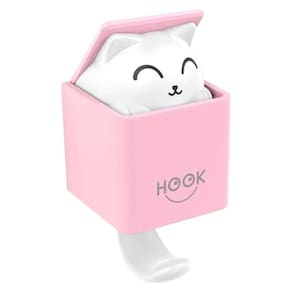 Gancho Adesivo De Parede Gato Gatinho Surpresa Rosa