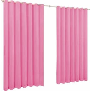 Cortina De Microfibra 4,00X2,80 Rosa Ilhós Cromado Quadrado