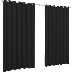 Cortina De Microfibra 2,00X1,70 Preto Ilhós Cromado Quadrado