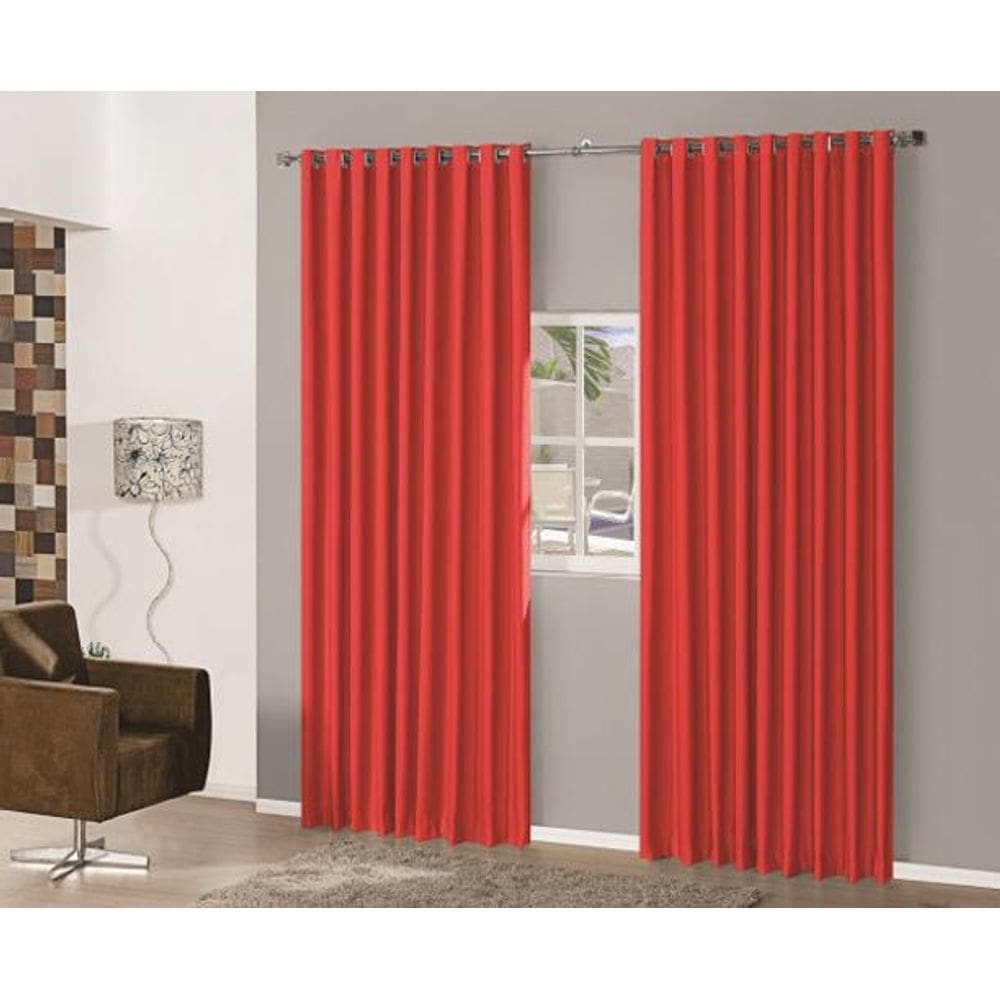 Cortina Blackout Em Tecido 2,00X1,80 Corta Luz Vermelho