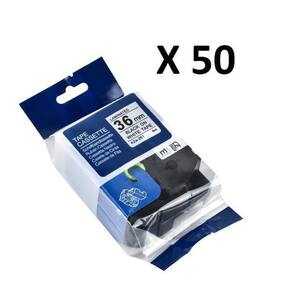 Kit 50 Fitas Compatível Brother Tze-261 Branca 36Mm
