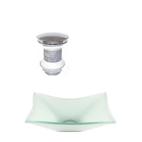 Cuba de Vidro Retangular 39cm + Valvula Click Branco