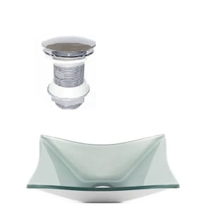 Cuba de Vidro Retangular 39cm + Valvula Click Prata