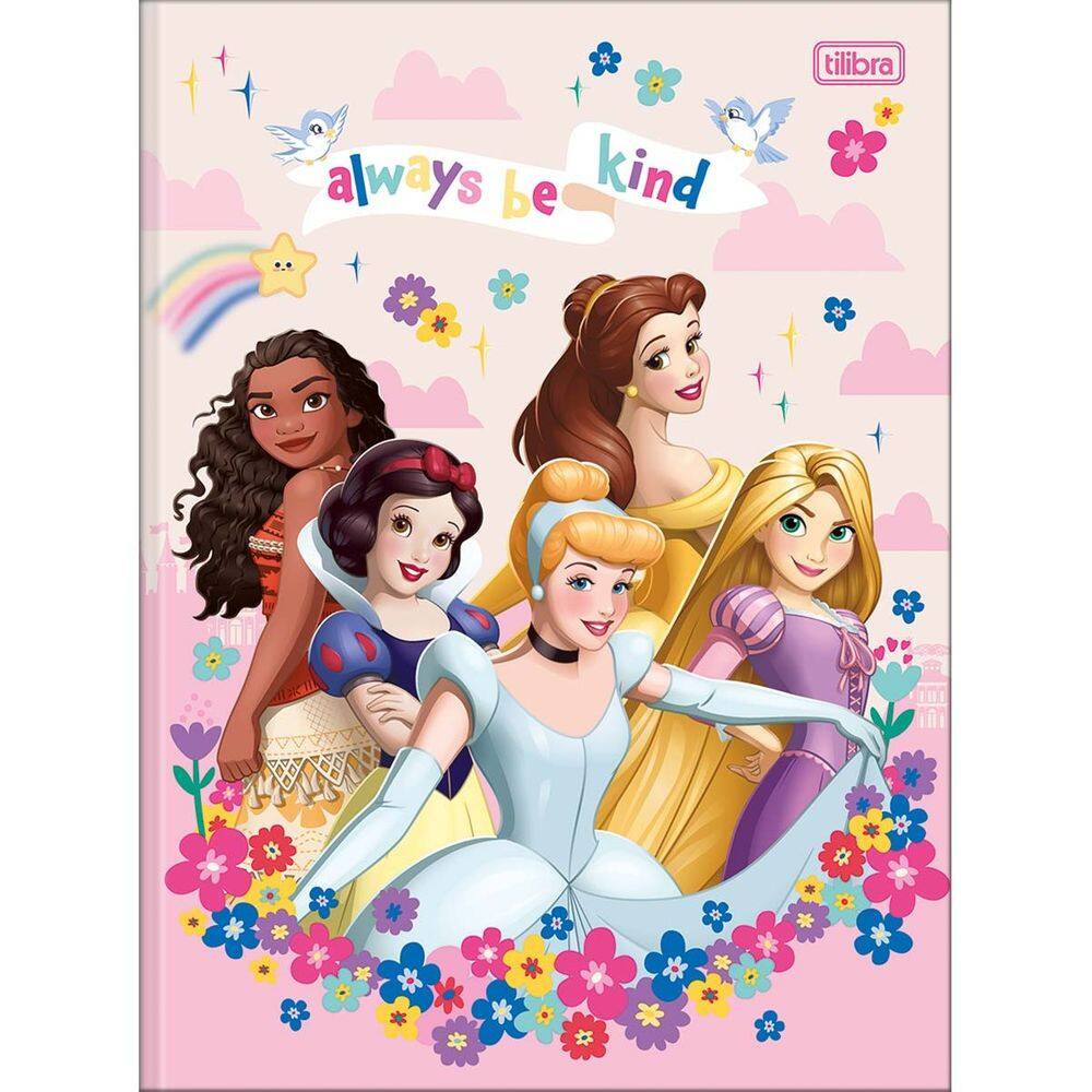 Caderno Escolar Brochura Capa Dura Princesas 80 Folhas 1 Materia Tilibra | Desenho Animado