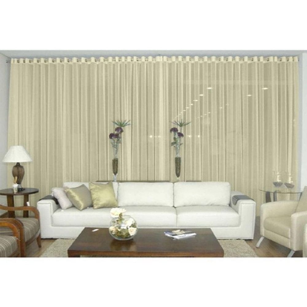 Cortina Voil Para Sala Ou Quarto 2,80X1,70 Palha