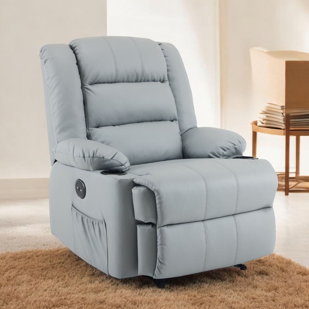 Cadeira Do Papai Reclinavel Elétrica e USB Corino Premium Cinza