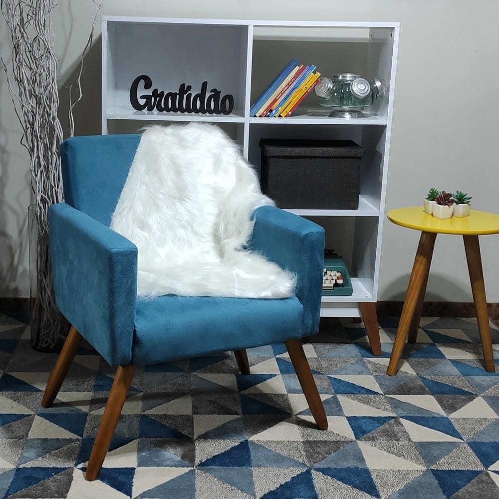 Manta Pelucia Pelo Alto Branco Decoração Newborn 80X50Cm
