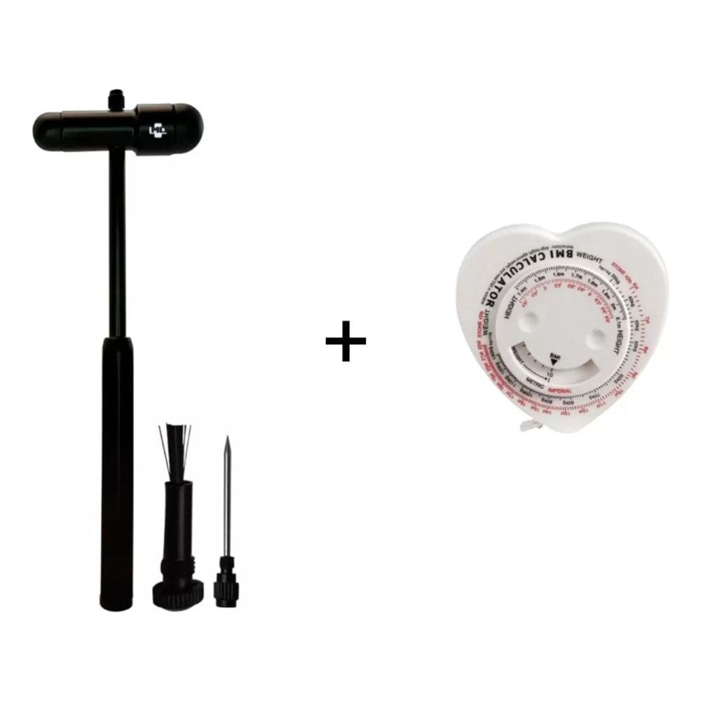 Kit Martelo Para Avaliação Neurológica/Reflexos - Black Edition + Trena Fita Antropométrica Com IMC Formato Coração