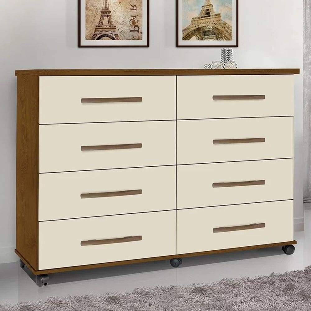 Comoda Jade 8 Gavetas e rodízios