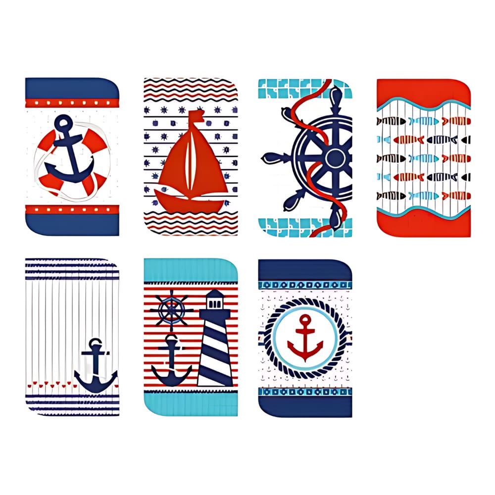 Pano de Copa Estampado Marinho 40 cm x 60 cm Com 7 pecas - 7891354372881
