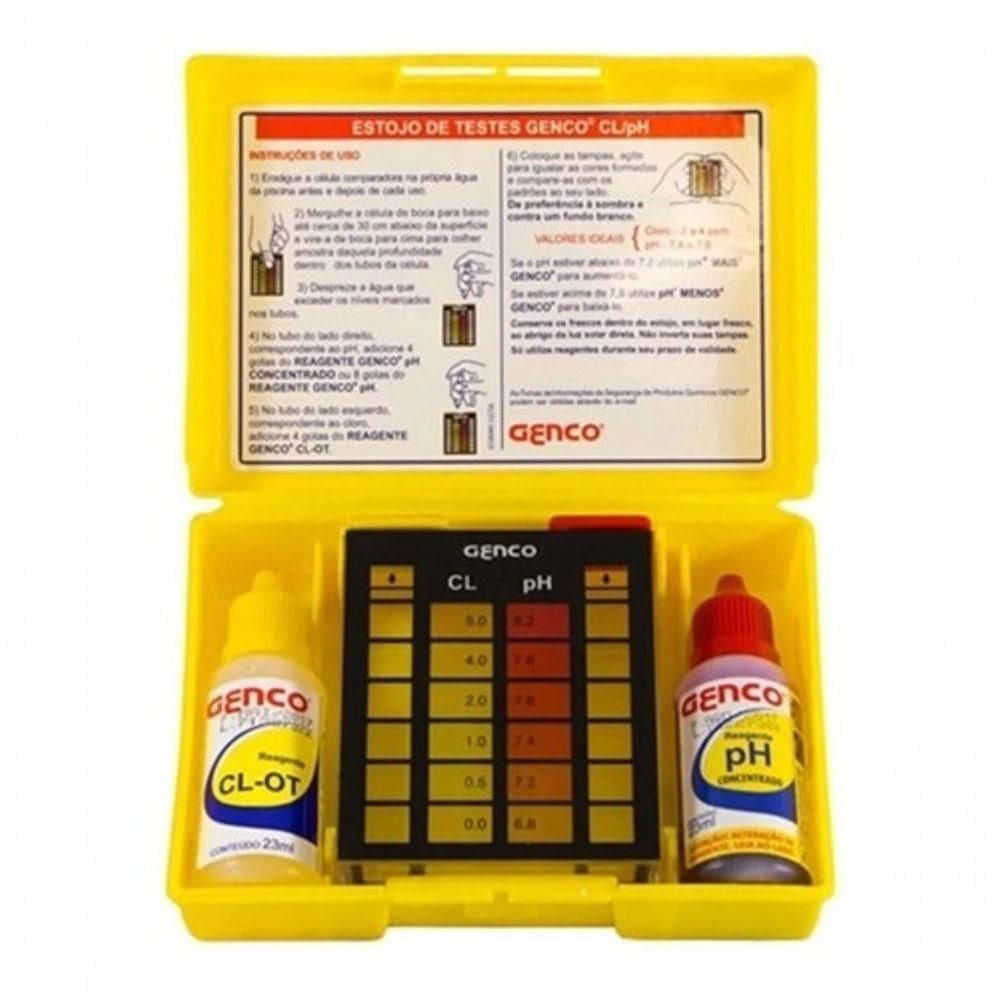 Kit Teste Cloro E Ph Para Piscinas Estojo Completo Genco