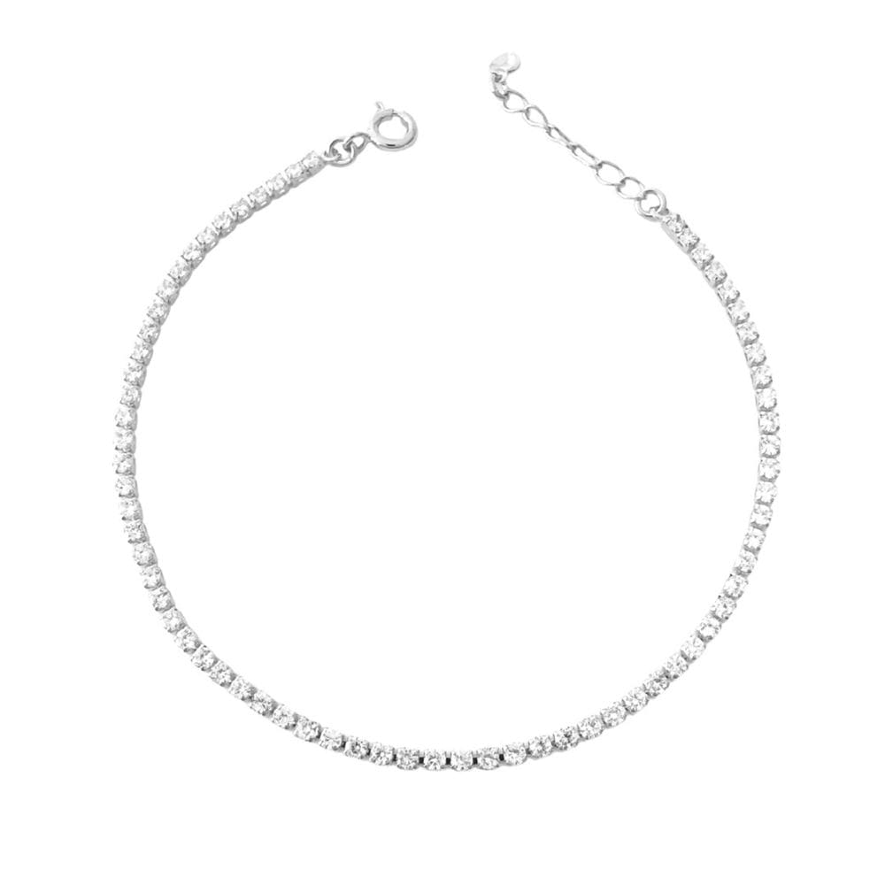 Pulseira Riviera Cristal 2mm Banhada a Prata