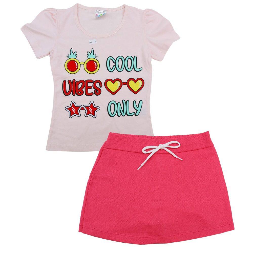 Conjunto Blusa Rosa Short Saia Pink Menina Infantil Menina