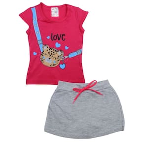 Conjunto Blusa Pink Ursinha Short Saia Cinza Menina Infantil