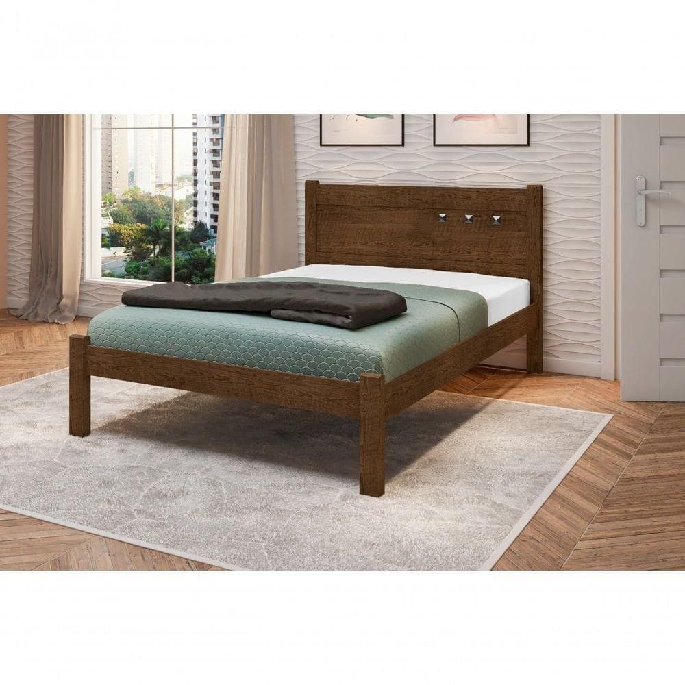 Cama Casal 138 Framar Paola Malbec 100% Mdf Estrado Madeira