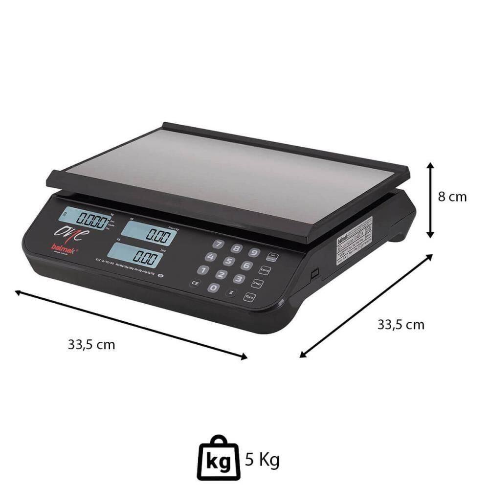 Balança Digital Balmak One Elco 6/15/30B Triplice Escala Até 30kg Com Bateria E 3 Funções Bivolt PA1537