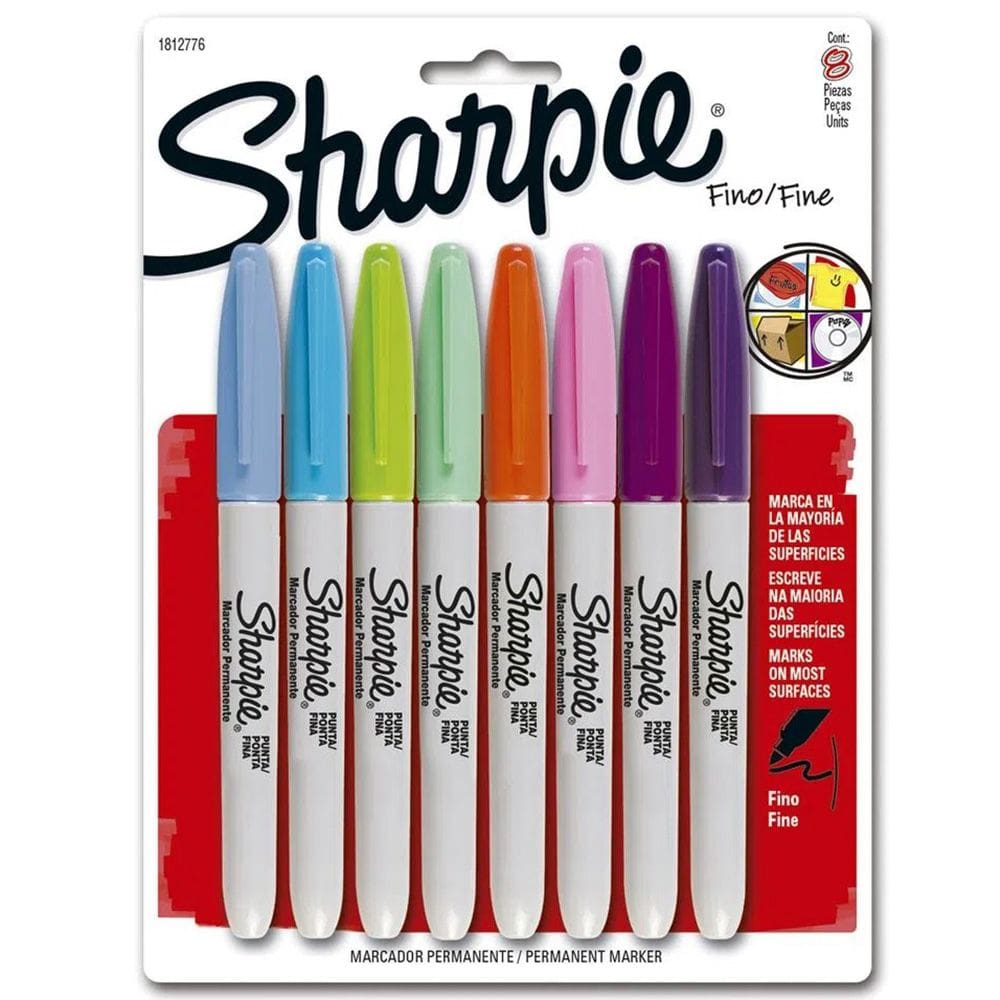 Marcadores Permanente Ponta Fina com 8 Cores Sharpie 1812776 1 ed