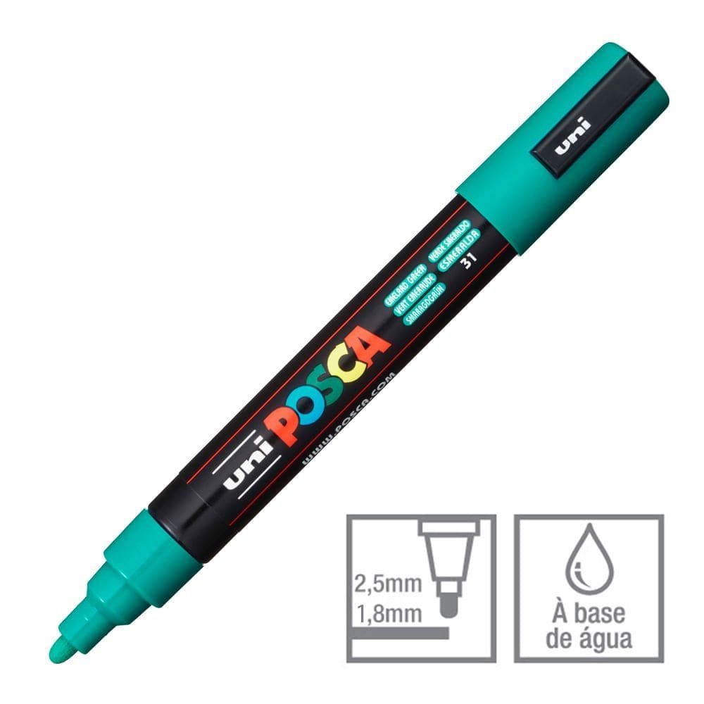 Caneta Posca Marcador Uni-Ball PC-5M Verde Esmeralda 31