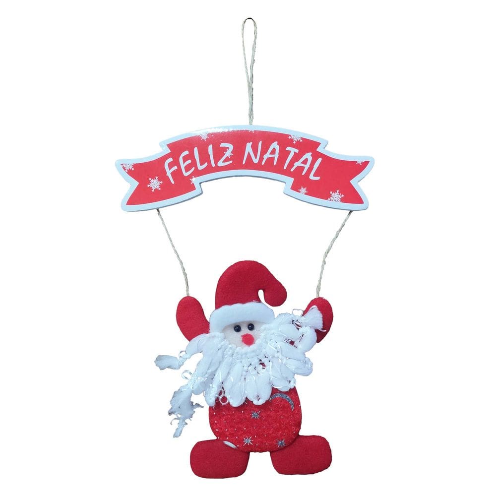 Enfeite Papai Noel para Árvore ou Porta com Placa Feliz Natal Decoração Casa Apartamento