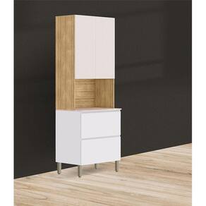 Armário Paneleiro 3 Portas 1 Gaveta Ambiente Art Freijó Ártico Soft - Kits Paraná