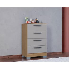 Cômoda Ambiente 867 4 Gavetas Damasco Off White - Poquema