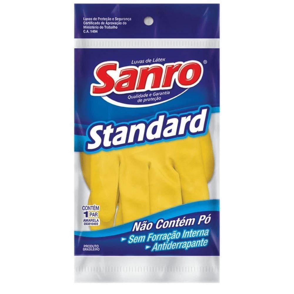 Luva Sanro Standard Amarela Media