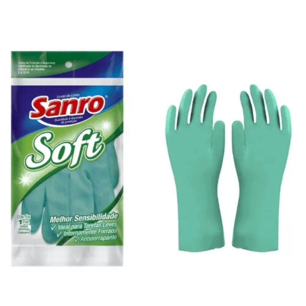 Luva Sanro Soft Verde Revestida Grande