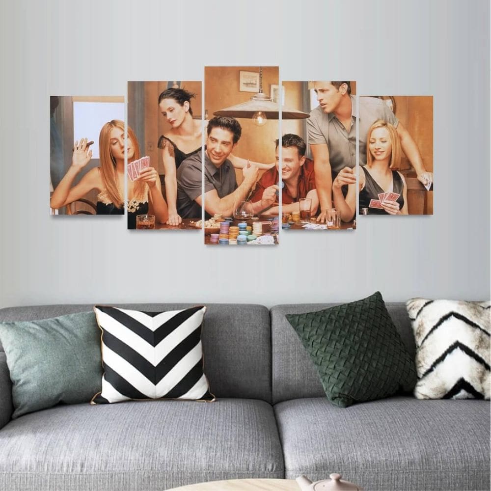 Quadro Decorativo Friends Jogando Poker Arte Mosaico 5 Peças