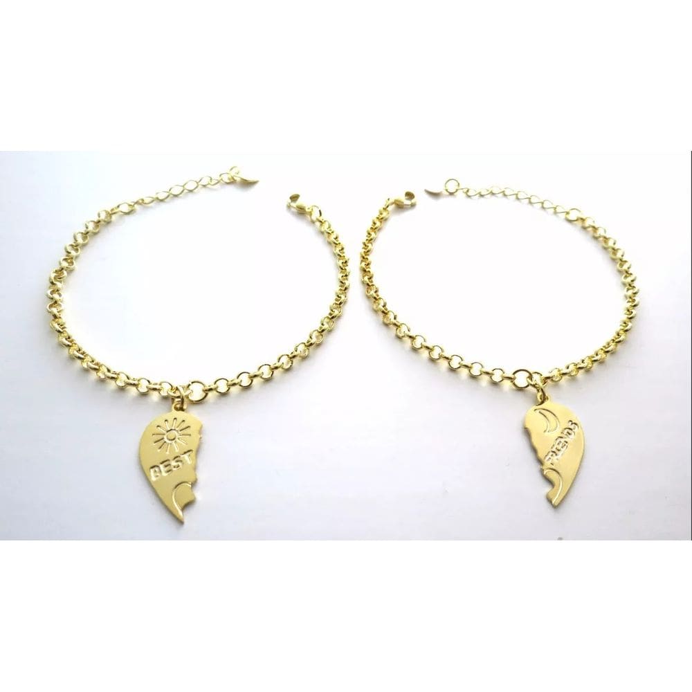 2 Pulseiras Amizade Best Friends Folheado a Ouro 18k