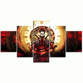 Quadros Decorativos 5 Peças Anime Tokisaki Kurumi