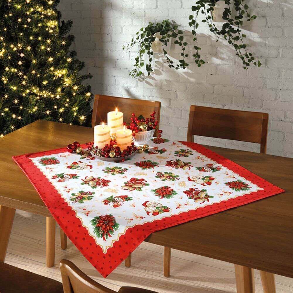 Toalha de Mesa Natalina Athenas Estampada 78cm x 78cm - Dohler