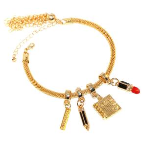 Pulseira Berloque Pedagogia Caderno Lápis Folheado 18k