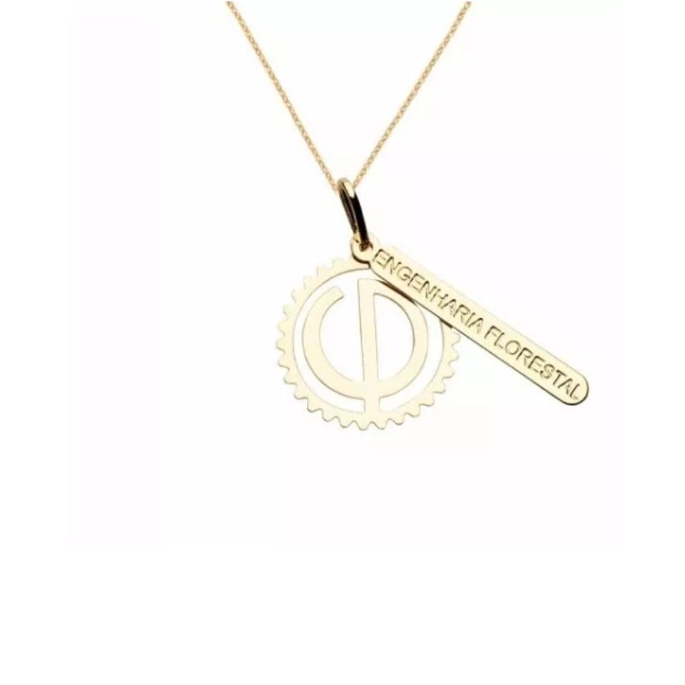 Colar Cordão Engenharia Florestal Folheado Ouro 18k