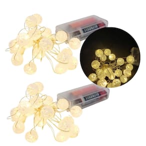 Kit 2 Cordões Decorativo Bolinhas LED 20 Lâmpadas Branco 2,2 metros à Pilha - Wincy