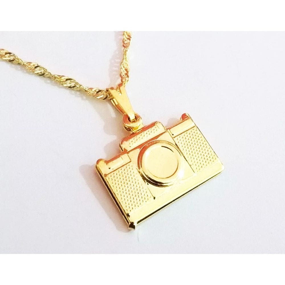Colar Cordão Máquina Fotográfica Fotografa Folheado
