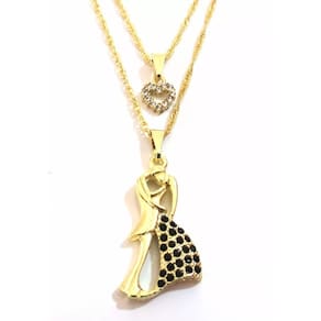 Colar Cordão Duplo Casal Namorados Folheado 18k