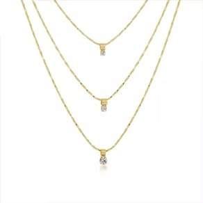 Colar Triplo Ponto de Luz Belíssimo Folheado A Ouro 18k
