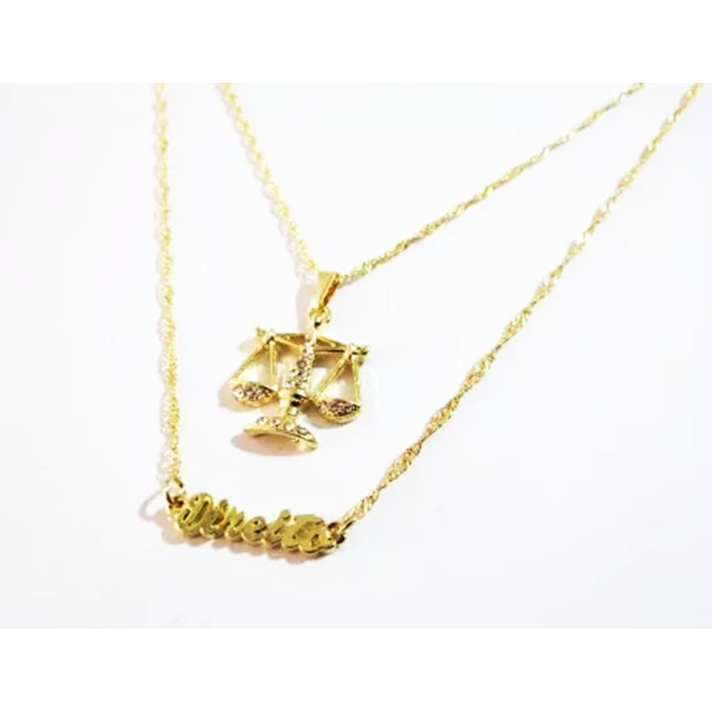 Colar Cordão Duplo Direito Advogada Folheado