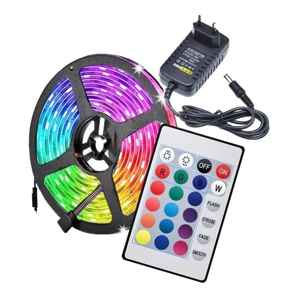 Fita Led Rgb 5050 5M A Prova D Água + Fonte Alimentação 2A