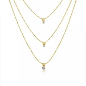 Colar Triplo Ponto de Luz Belíssimo Folheado A Ouro 18k