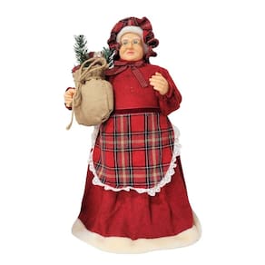 Mamãe Noel Decorativa Avental Xadrez e Saco de Presentes Rústico 60cm - Cromus
