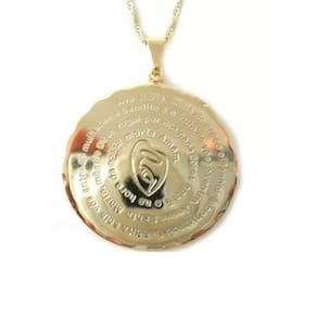 Cordão Colar Medalha Religiosa Ave Maria Folheado A Ouro 18k