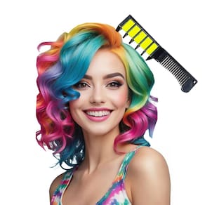 Pente com Giz Pastel Tintura Cabelo Temporária: Kit 6 Cores